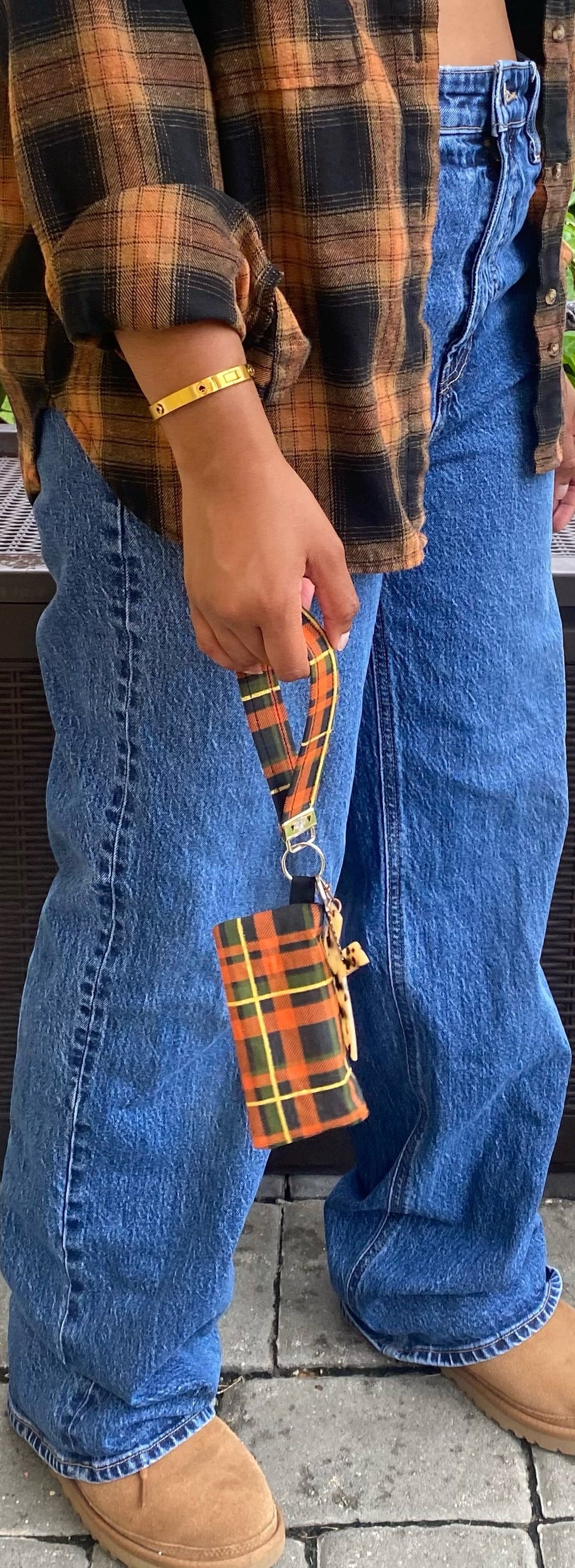 Autumn Plaid Keychain Wristlet & Mini Pouch
