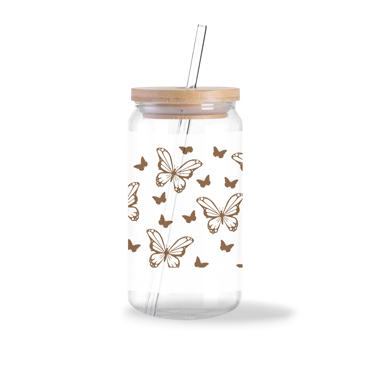 Brown Butterfly Glass Tumbler