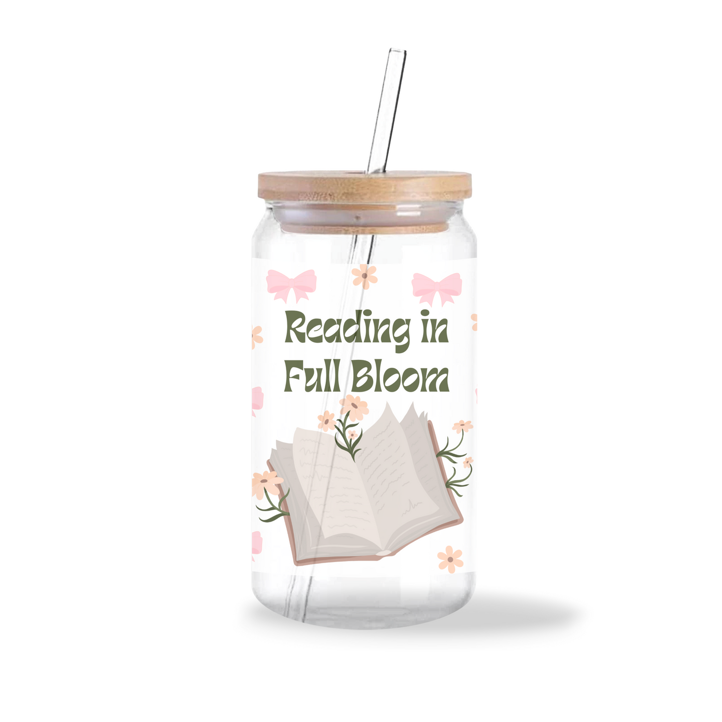 Reading In Full Bloom Glass Tumbler
