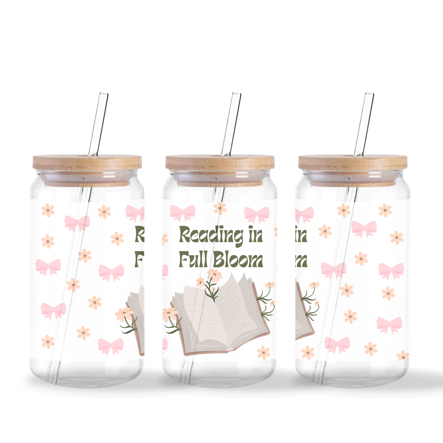 Reading In Full Bloom Glass Tumbler