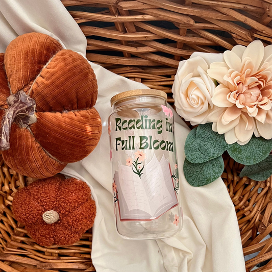 Reading In Full Bloom Glass Tumbler