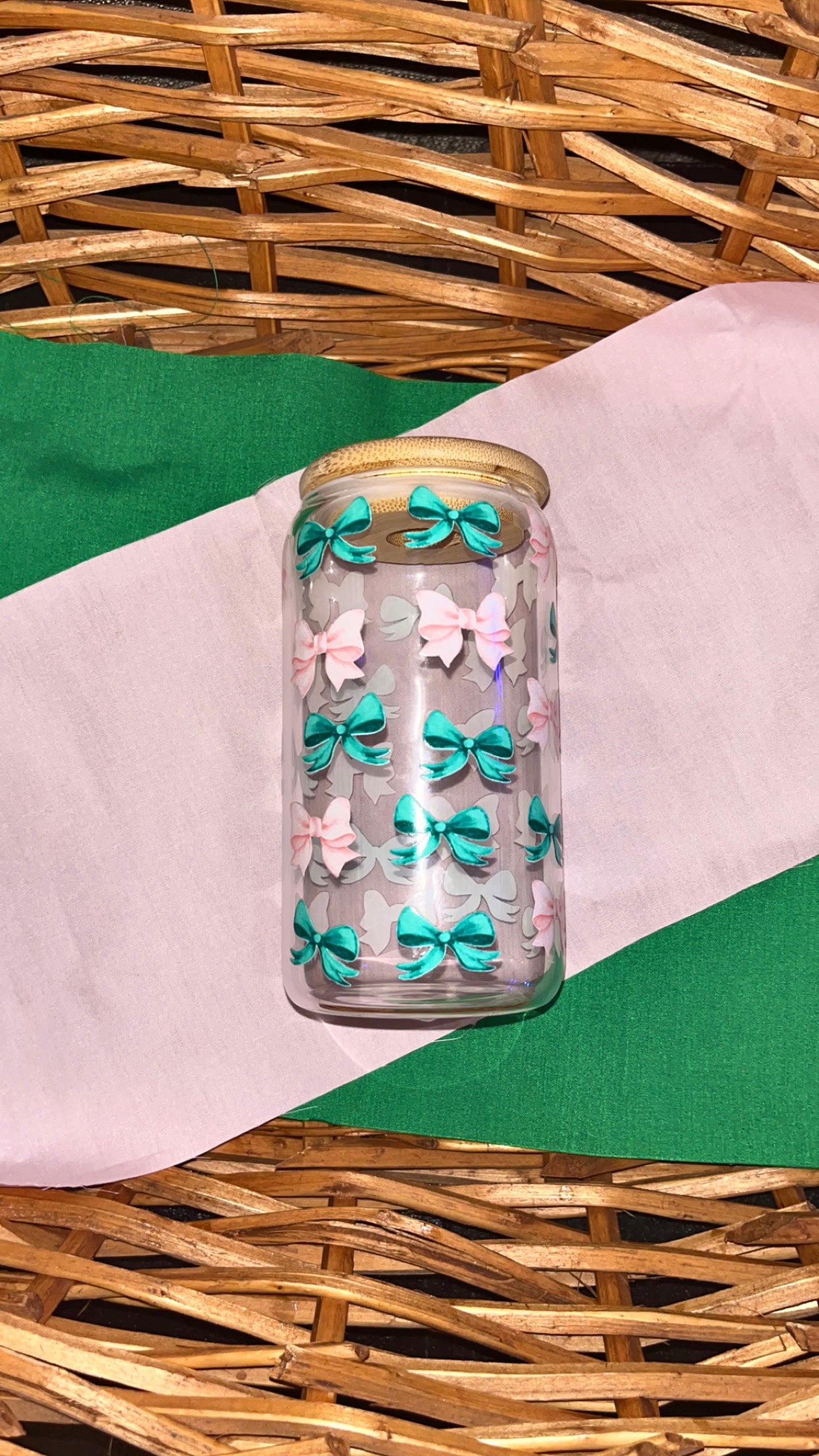 Pink and Green Bow Tumbler