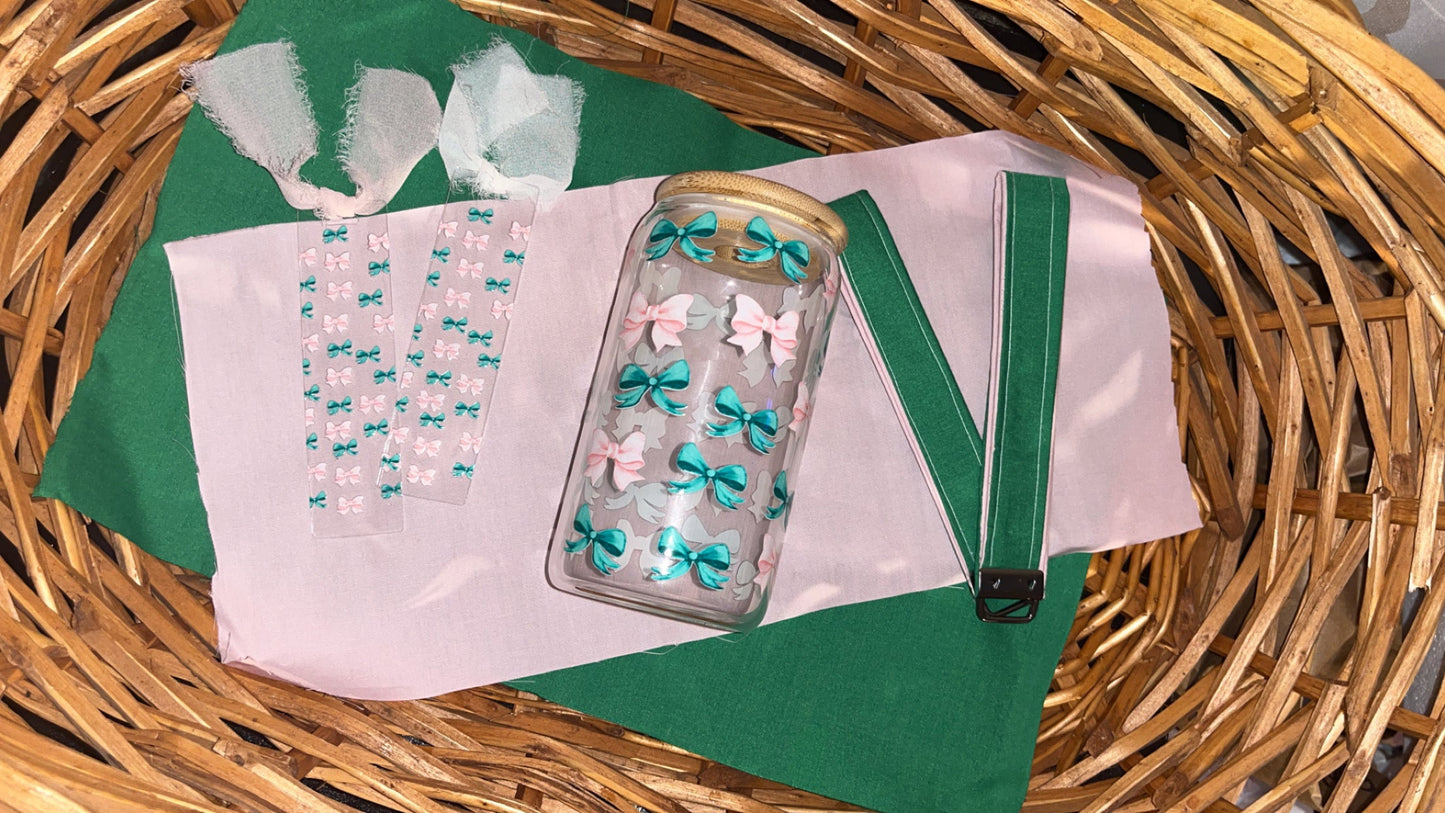 Pink and Green Bow Tumbler