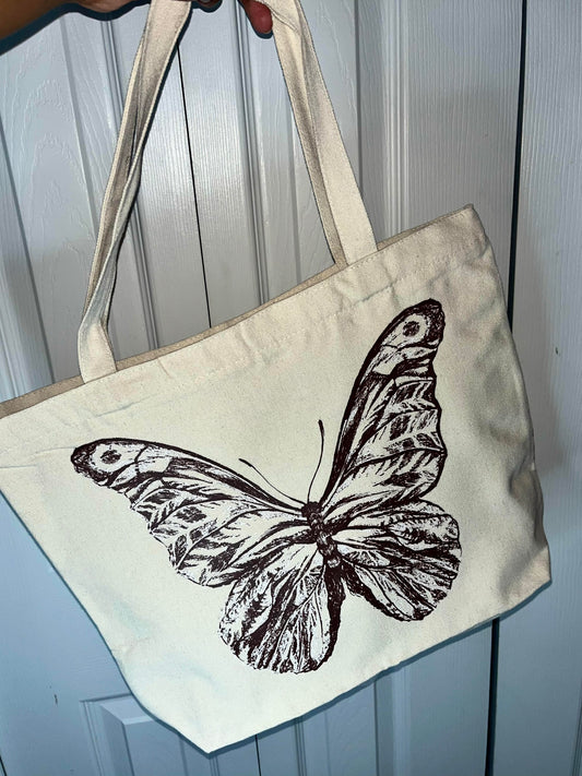 Brown Butterfly Tote Bag