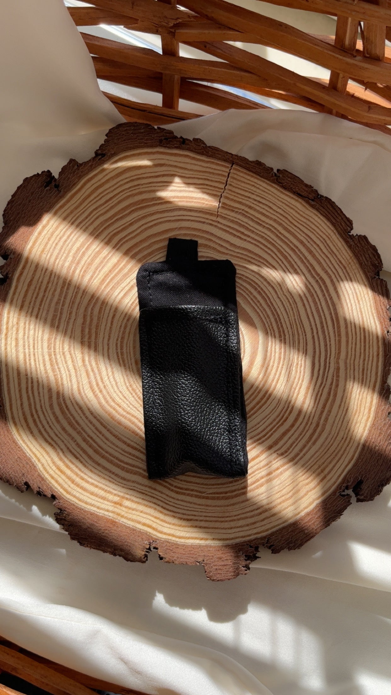 Faux Black Leather Chapstick Holder