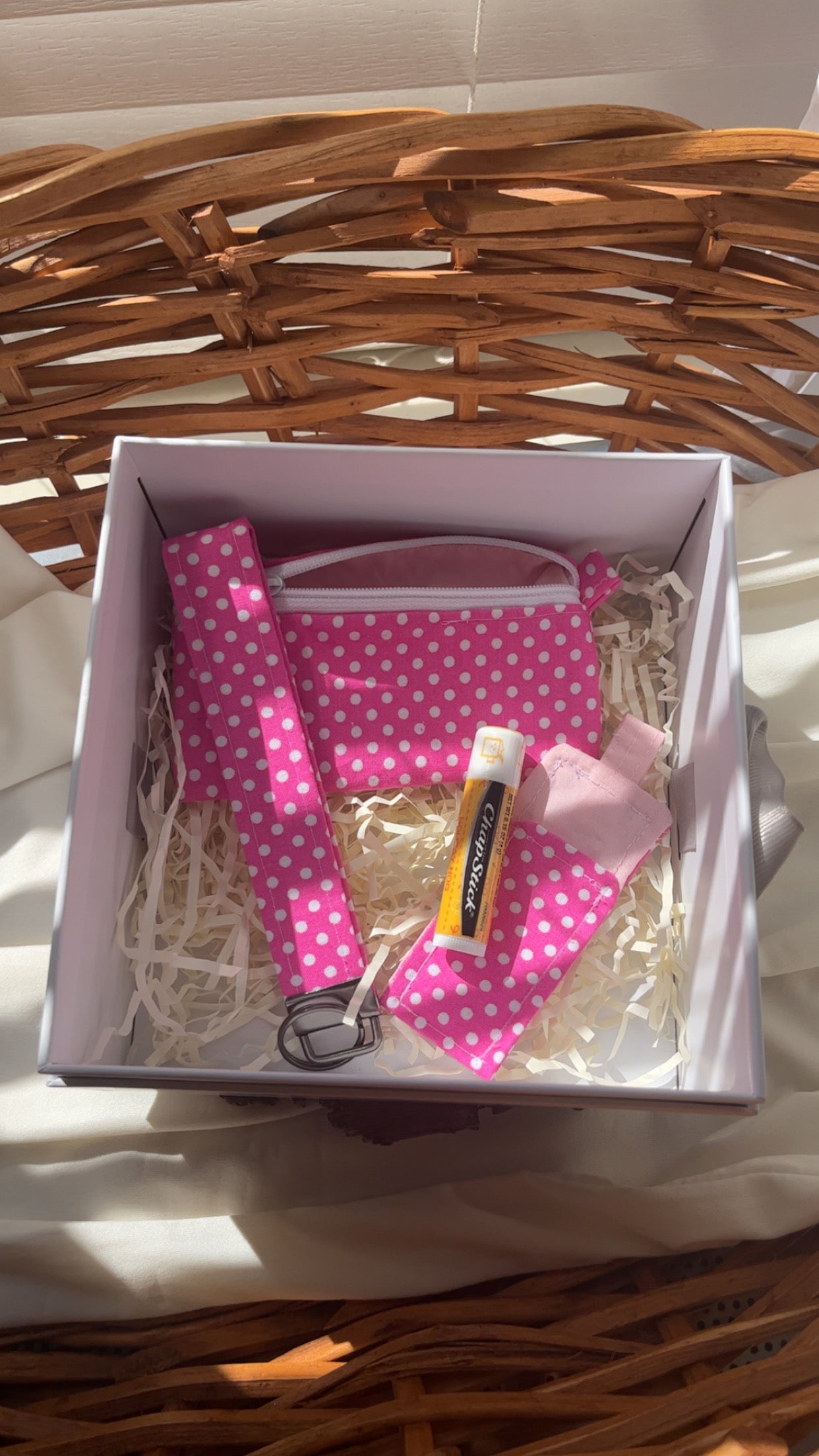 Pink Polka Dot Mini Keychain Pouch