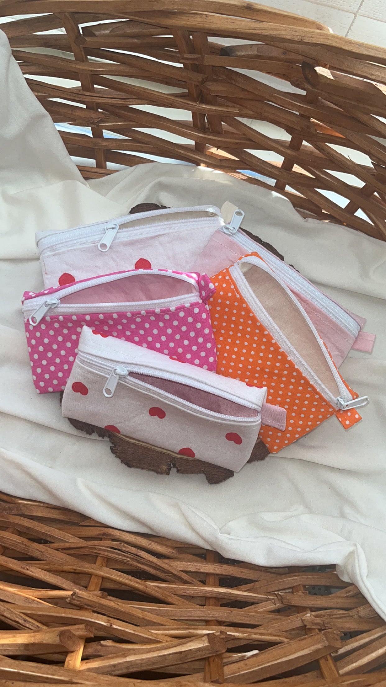 Pink Polka Dot Mini Keychain Pouch