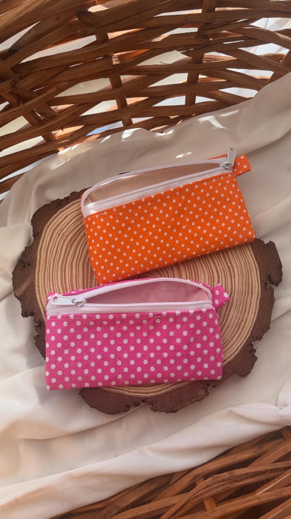 Pink Polka Dot Mini Keychain Pouch