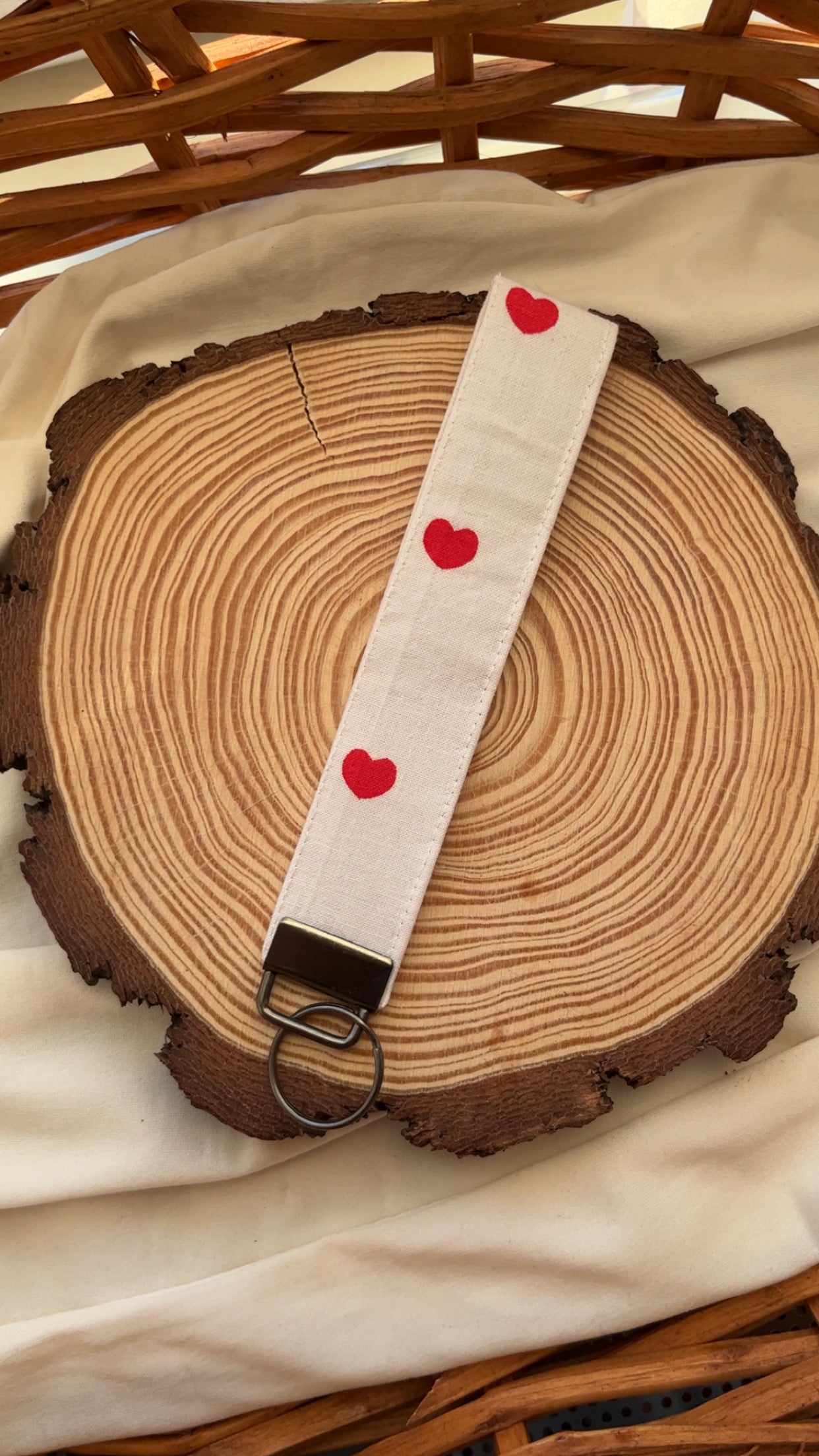 Red Heart Keychain Wristlet