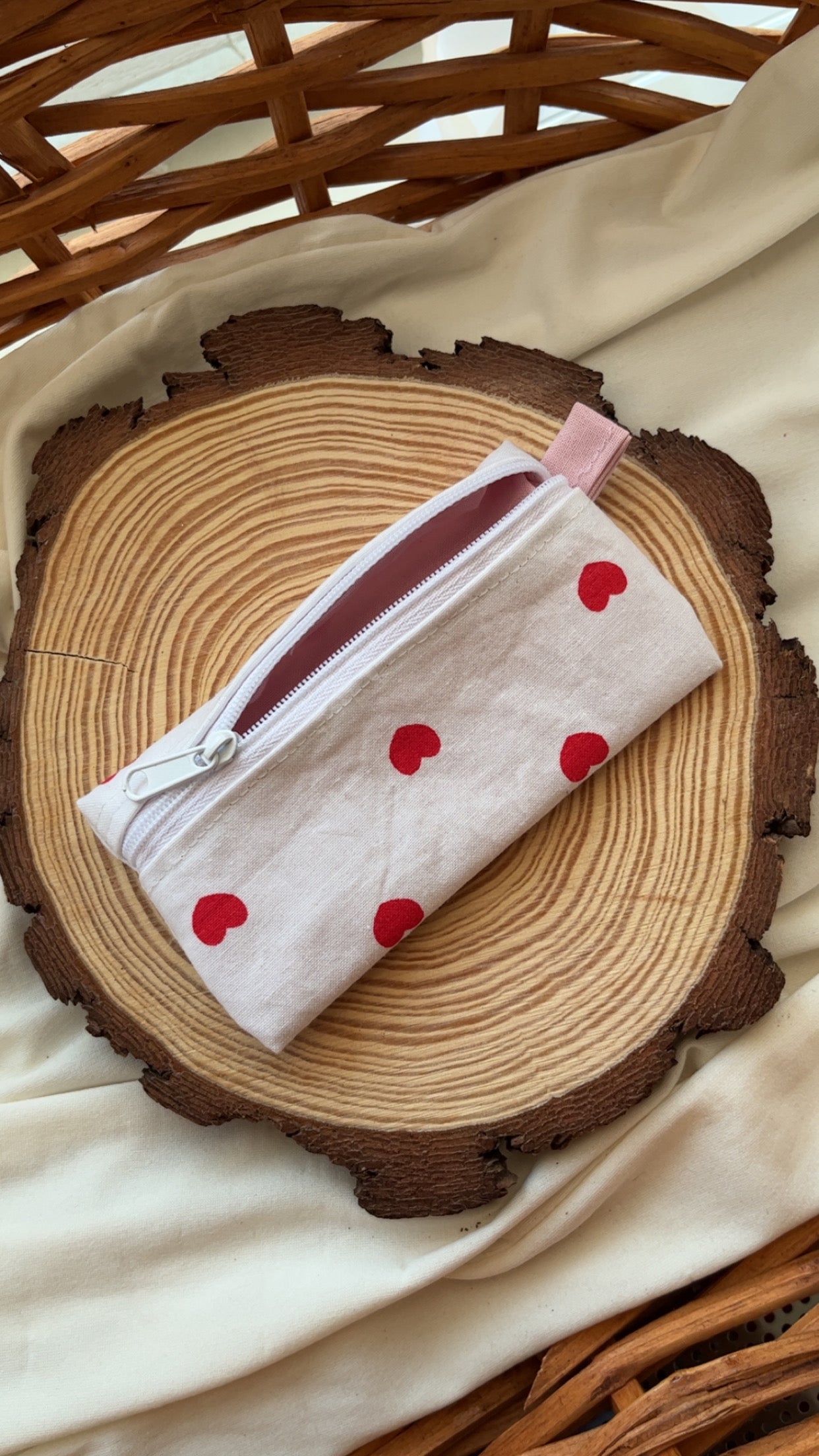 Red Heart Mini Keychain Pouch