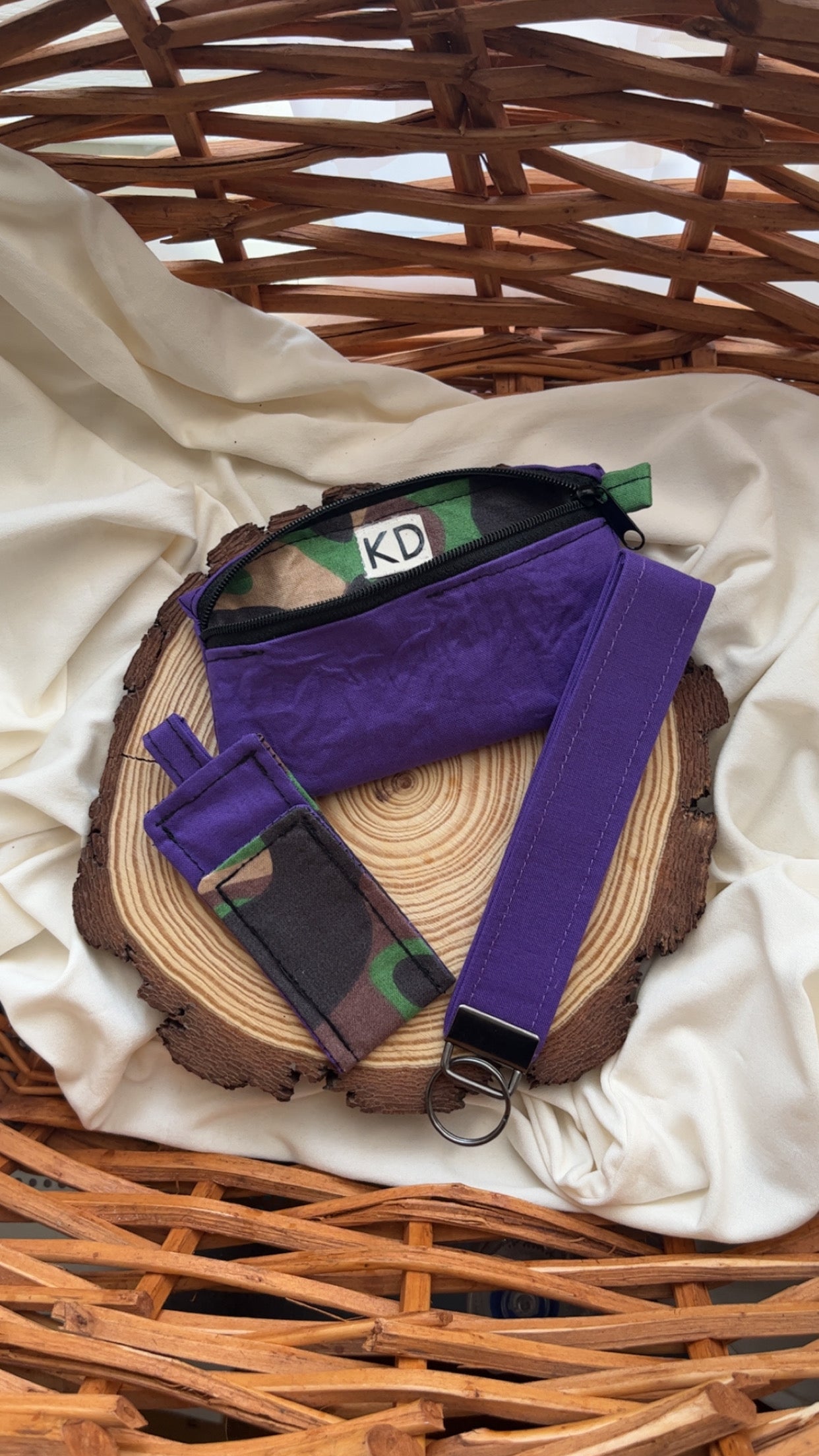 Purple & Camo Mini Keychain Pouch