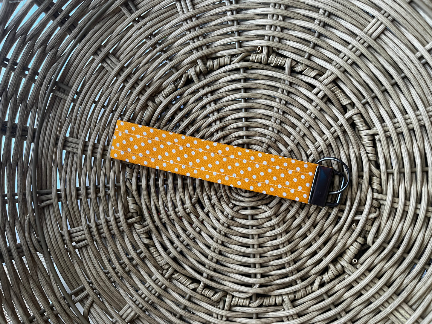 Light Orange Polka Dot Keychain Wristlet