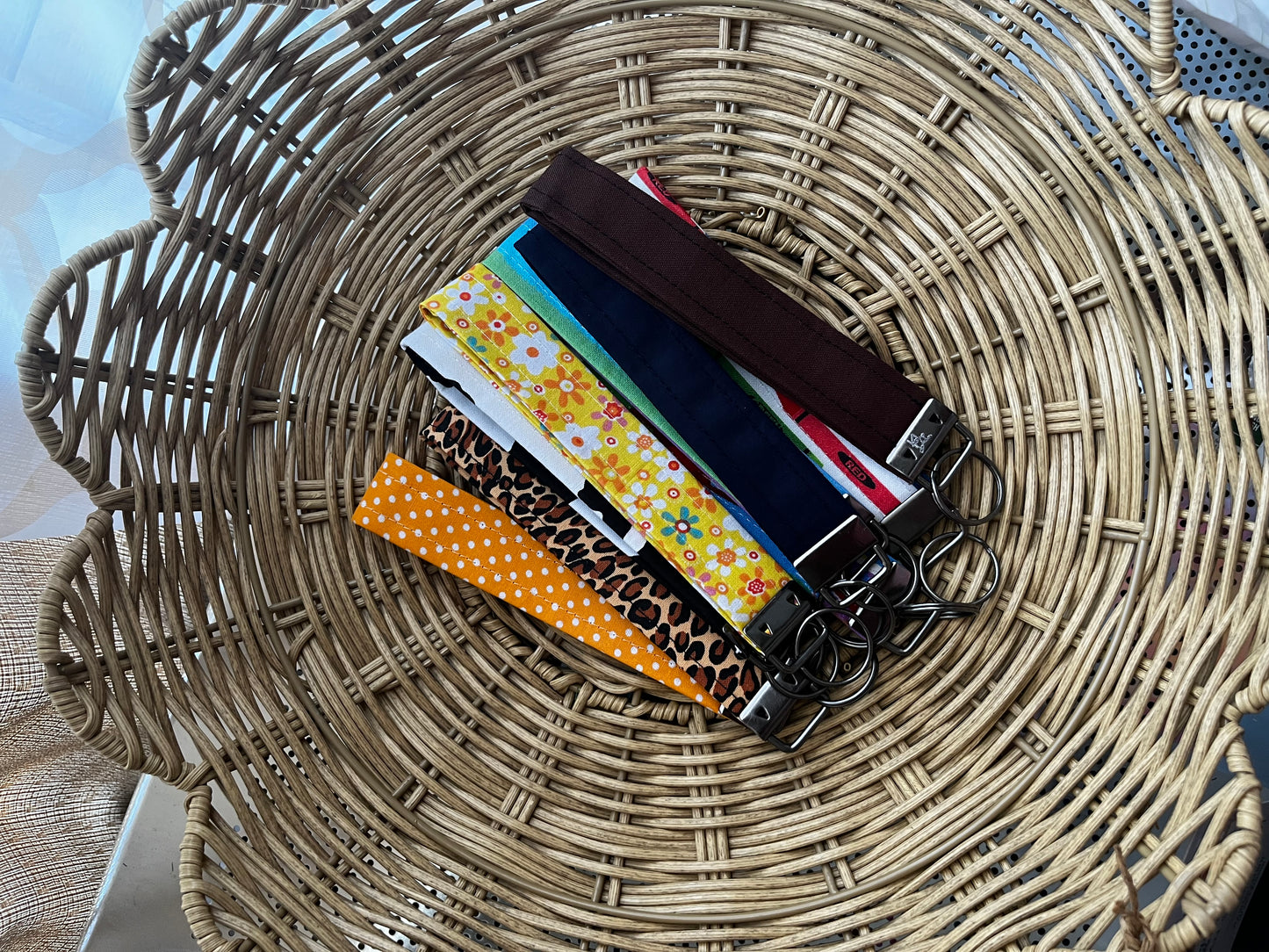 Light Orange Polka Dot Keychain Wristlet
