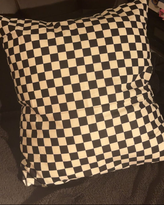 Black and White Checkered Throw Pillow