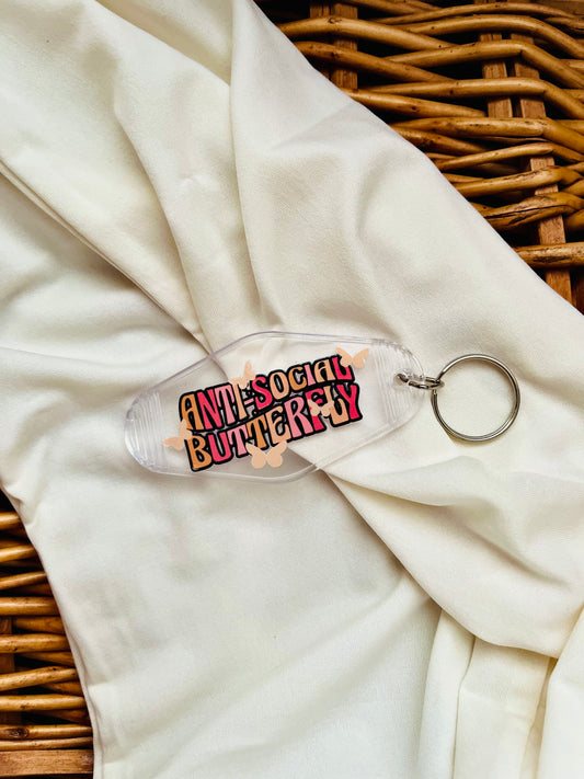 Anti-Social Butterfly Motel Keychain