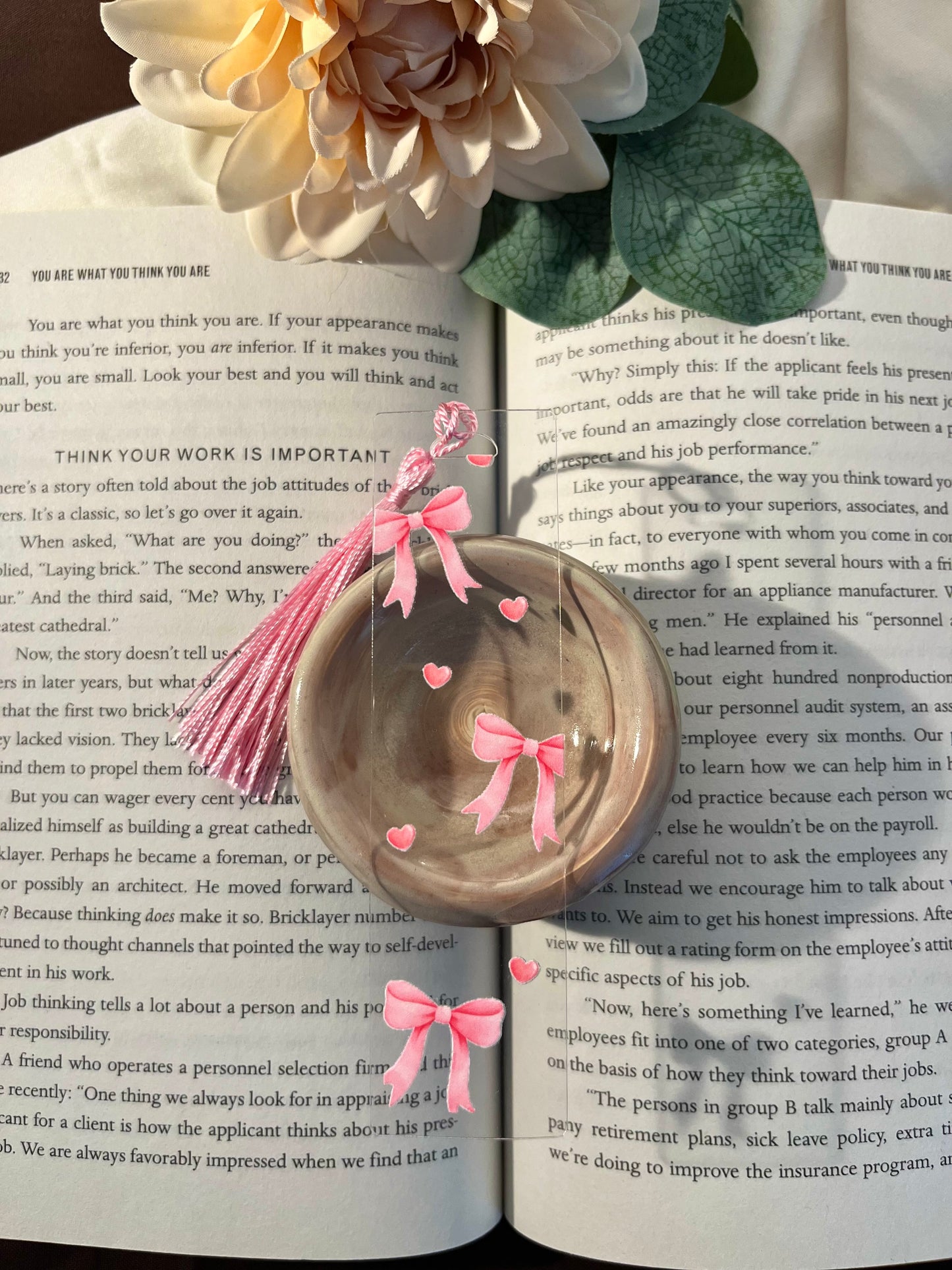 Pink Bows And Hearts Acrylic Bookmark