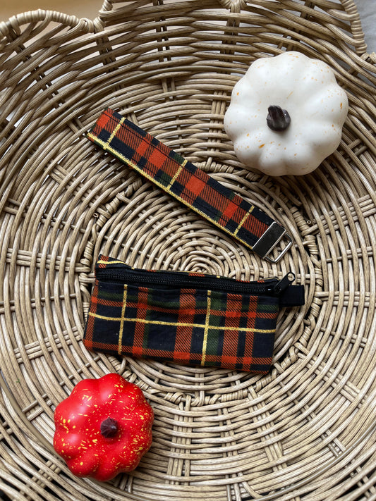 Autumn Plaid Keychain Wristlet & Mini Pouch