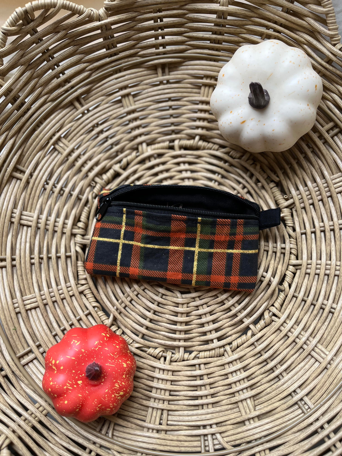 Autumn Plaid Mini Keychain Pouch